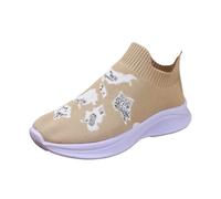 Allbestop Basket de Securite Femme, Chaussures Orthopediques Femmes Tennis Femme Confortable Sneaker d'arts Martiaux Légers Running Basket Randonnée Chaussure Marche Ensemble Jogging Stylé,(Beige,37)