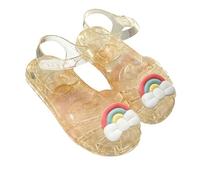 Allbestop Basket Fille Sandales de Gelée Confortables pour Fille Chaussures d'Été Princesse avec Bout Fermé Escarpins Plats pour Plage et Piscine(Or,27.5)