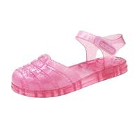 Allbestop Basket Fille Sandales de Gelée Confortables pour Fille Chaussures d'Été Princesse avec Bout Fermé Escarpins Plats pour Plage et Loisirs(Rouge,31.5)