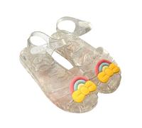 Allbestop Basket Fille Sandales de Gelée Confortables pour Fille Chaussures d'Été Princesse avec Bout Fermé Escarpins Plats pour Plage et Piscine(Blanc,27.5)