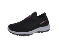 Allbestop Basket Slip on Femme, Chaussures Femme Orthopédique Tennis d'Amortisseur Sneakers Ouverte Basket Running Chaussure de Randonnée Chaussures de Marche Jogging Fille, Sport Remonte(Noir,39)