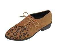 Allbestop Baskets pour Femme Chaussures Mary Jane Décontractées Rétro À Bout Pointu Et Lacets pour Femmes Talons Bas Confort Quotidien Style Polyvalent Tenues Décontractées(Brun,40)