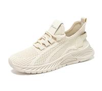 Allbestop Baskets tissées Volantes pour Femmes, Nouvelle Mode coréenne, Chaussures décontractées à Lacets à tête Ronde, Chaussures de Course à Semelle épaisse Talonnette (Beige, 35)