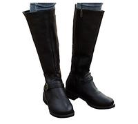 Allbestop Boots, Cuissardes Bottes Femme Genou Bottes Hautes Botas de Talon Carré Para Mujer Femme Cuir Mollet Large Botte Montante(Noir,42)
