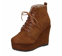 Allbestop Boots Femme, Bottine Femme Talon Bottes Chelsea Fold Over Boots Imperméable Neige Chaussures Remonte(Marron,41)