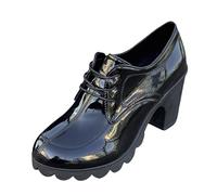 Allbestop Boots Femme, Bottines Femme à Talon Botte Mollet Tres Large Fold Over Boots Imperméable Neige Chaussures Hiver(Noir,37)