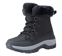 Allbestop Boots Femme, Bottines Orthopédiques Femm Femmes Bottes de Neige Mode Bottes à Lacets Femme Hiver Bottines Demi en Daim Chaussure Randonnée(Noir,44)