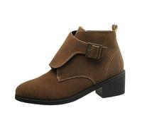 Allbestop Boots Femme, Bottines Punk à Lacets Femme Bottes Country en Cuir Women Snow Boots Chaussures de Neige Chaussures Remonte(Marron,40)