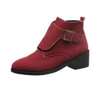 Allbestop Boots Femme, Bottines Punk à Lacets Femme Bottes Country en Cuir Women Snow Boots Chaussures de Neige Chaussures Remonte(Rouge,40)