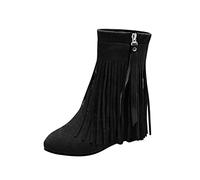 Allbestop Boots Femme, Bottines Punk à Lacets Femme Bottes Fourrées Women Snow Boots Chaussures de Neige Chaussures Confortables(Noir,40)
