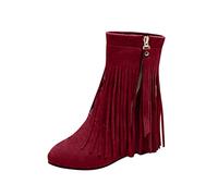 Allbestop Boots Femme, Bottines Punk à Lacets Femme Bottes Fourrées Women Snow Boots Chaussures de Neige Chaussures Confortables(Rouge,40)