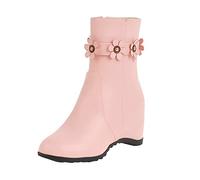 Allbestop Boots Femme, Bottines Punk à Lacets Femme Bottes Talon Aiguille Women'S Plush Lined Mid-Calf Snow Boots Imperméable Neige Chaussure(Rose,40)