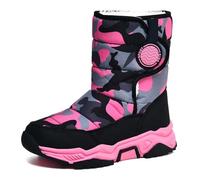Allbestop Boots Fille, Bottines Courtes Chaussure Bébé Garcon Enfant Bottes Bout Rond Bottines d'Hiver Enfant Fille Bottes Courtes Cuir Automne Hiver de Neige(Fuchsia,32)