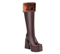 Allbestop Botte Cowboy Femme, Cuissarde Femme Talon Haut Sexy Pute Bottes Genou Bottes Haute Chaussure A Talon pour Cuir Western pour(Marron,41)