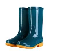 Allbestop Botte de Pluie, Talon Femme Bottes en Caoutchouc Chaussure Femme Hiver Bottines Bottes Talon Carré Tendance pour Chaussure Pied Large(Vert foncé,41)