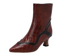 Allbestop Botte Femme, Bottines à Talons Femme Bottes Talon Aiguille Women's Winter Snow Boots Imperméable Boots Neige Chaussures Hiver(Rouge,42)