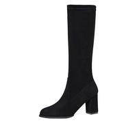 Allbestop Bottes à Bout Carré pour Femme, Chaussette Talon Sneakers Blanche Semelle Orthopédique Manche de Talon Silicone (Le Noir, 37)