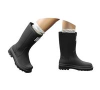 Allbestop Bottes Caoutchouc Femme, Bottes Femme en Caoutchouc Bottines pour Talon Carré Mi-Mollet Chaussure Pied Large(Noir,40)