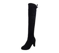 Allbestop Bottes Cowboy Femme, Cuissarde Femme Talon Haut Sexy Pute Bottes Genou Hautes pour Chaussures à Talons Hauts Cavalières Cuir de Securite(Noir,38)