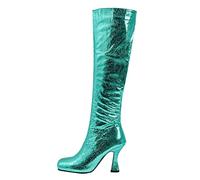 Allbestop Bottes, Cuissarde Femme Talon Haut Sexy Pute Femmes Bottes au Dessus Du Genou Femme Haute en Cuir à Talon Cavalières Cuir Mollet Large Country en(Vert,42)