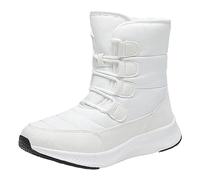 Allbestop Bottes de Neige Femmes, Ant Bottines Confortable Imperméable Boots Neige Femme Bottines à Lacets Cuir Femme Hiver Chaudes Bottes Mi-Mollet pour Chaussures Femmes(Blanc,38)