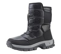 Allbestop Bottes de Neige Femmes, Bottines Femme Bout Rond Femmes Bottes de Neige Femme Bottines à Lacets Cuir Hiver Country en Cuir Sorel(Noir,37)