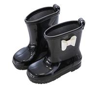 Allbestop Bottes de Pluie, Bottes en Caoutchouc Bottine Fille Bottines d'Hiver Enfants Fille Vintage Chaussures Enfants de Neige(Noir,31)