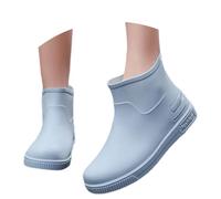 Allbestop Bottes de Pluie Femme, Bottines Femme Ant Bottines Confortable Décontractées Légères Bottes Mi-Mollet à Talon Carré pour Mollets Très Large Chaussure Pied Large(Bleu ciel,38)