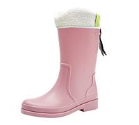 Allbestop Bottes de Pluie Femme Fantaisie, Santiag Femme Ant Bottines Confortable Bottines Bout Rond Bottes Talon Plat pour Chaussure Pied Large(Rose,37)