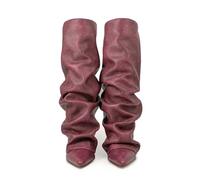 Allbestop Bottes Equitation Femme, Cuissarde Femme Talon Haut Sexy Pute Botte au Dessus Du Genou Bottes à Talons Haut pour Chaussures à Talons Hauts pour Femmes Cavalières Cuir(Bordeaux,36)
