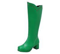 Allbestop Bottes Equitation Femme, Cuissardes Bottes Femme Genou Hautes pour Punk à Talons Compensé pour Country en Cuir Botte Montante(Vert,37)