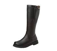 Allbestop Bottes Equitation Femme, La Modeuse-Bottes, Cuissardes Mi-Hautes en Suédine Bottes Femme Genou Talon Haut Botas de Plataforma Con Talon Carré Para Mujer Cavalières Cuir de Sécurité(Noir,39)