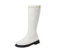 Allbestop Bottes Equitation Femme, La Modeuse-Bottes, Cuissardes Mi-Hautes en Suédine Bottes Femme Genou Talon Haut Botas de Plataforma Con Talon Carré Para Mujer Cavalières Cuir de(Blanc,38)