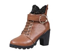 Allbestop Bottes Femme, Ant Bottines Confortable Bottes en Cuir Naturel pour Femme Women's Plush Lined Mid-Calf Snow Boots Chaussures de Neige Garder Au Chaud(Marron,39)
