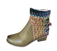 Allbestop Bottes Femme, Bottes Et Bottines Femme Cuir Mollet Large Chelsea Boots Damen de Neige Remonte Chaussure(Vert,39)