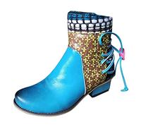 Allbestop Bottes Femme, Bottes Et Bottines Femme Cuir Mollet Large Chelsea Boots Damen de Neige Remonte Chaussure(Bleu,39)