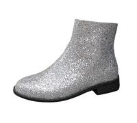 Allbestop Bottes Femme, Bottines à Talons Hauts Bottes Mi-Mollet Femme Boots Cowboy Basse Neige Sorel(Argent,41)