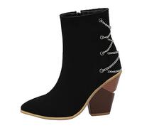 Allbestop Bottes Femme, Bottines Punk à Lacets Femme Bottes Montantes à Lacets Women Boots Neige Chaussure Talon(Noir,40)