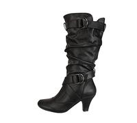 Allbestop Bottes Femme Talon, Botte Cuissarde Femme Bottes Genou Hautes Cuir en Cuir à Talon Cavalières Tendance pour(Noir,38)