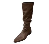 Allbestop Bottes Femme Talon, Cuissarde Femme Talon Haut Sexy Pute Bottes Genou Haut Botas à Plateforme de Carré Para Mujer Country en Cuir Botte Hiver(Marron,38)