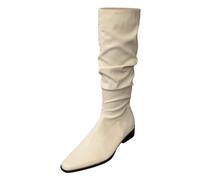Allbestop Bottes Femme Talon, Cuissarde Femme Talon Haut Sexy Pute Bottes Genou Haut Botas à Plateforme de Carré Para Mujer Country en Cuir Botte Hiver(Beige,38)