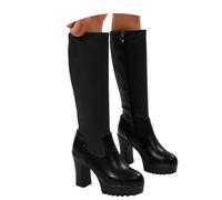 Allbestop Bottes Hautes Femme, Cuissardes Cuir Femme Botte au Dessus Du Genou Bottes Talon Haut Chaussures à Talons Hauts Cavalières Cuir(Noir,40)