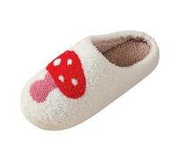 Allbestop Bottes Hautes Pour Femmes Nouveau confortable maison mignon dessin animé amour forme hiver coton pantoufles hommes et femmes Couple modèles fond épais chaud Bottes Mi-mollet Pour(Rouge3,37)