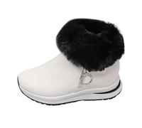 Allbestop Bottes Neige Femme, Ant Bottines Confortable Bottes de Neige à Lacets Enfant Femme Bottines d'Hiver en Cuir pour Chaussures Hiver(Blanc,42)