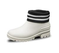 Allbestop Bottes Pluie Haute Femme Confortable, Chaussures Femme Bottes en Caoutchouc Bottines pour Botas à Plateforme de Talon Carré Para Mujer Mi-Mollet Sorel(Blanc,43)