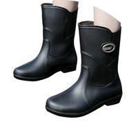 Allbestop Bottes Pluie Mollets Larges, Chaussures Femme Confort Chic Bottes Caoutchouc Fourrées Femme Bottines Hiver Talon Plat Mollet Large Chaussure Pied Large(Noir,36)