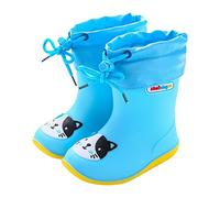 Allbestop Bottes Pluie Semi-Compensées, Bottes Caoutchouc Bottine Fille Enfant Bottines Hiver Chaussure Fille Vintage Confortable Chaussure Enfant de Neige(Bleu,23)