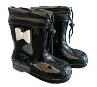 Allbestop Bottes Pluie Semi-Compensées, Bottes Caoutchouc Bottines Chaudes Enfant Baby Bottines d'Hiver Chaussure Fille Chaussures de Neige(Noir,33)