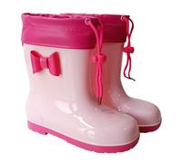 Allbestop Bottes Pluie Semi-Compensées, Bottes Caoutchouc Bottines Chaudes Enfant Baby Bottines d'Hiver Chaussure Fille Chaussures de Neige(Rose vif,30)