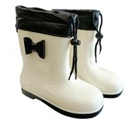 Allbestop Bottes Pluie Semi-Compensées, Bottes Caoutchouc Bottines Chaudes Enfant Baby Bottines d'Hiver Chaussure Fille Chaussures de Neige(Blanc,32)